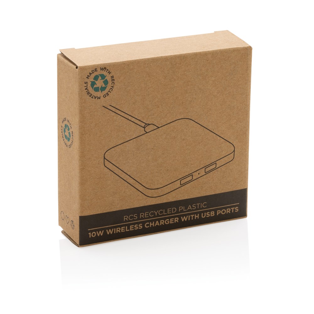 RCS recycled plastic 10W Wireless charger with USB Ports