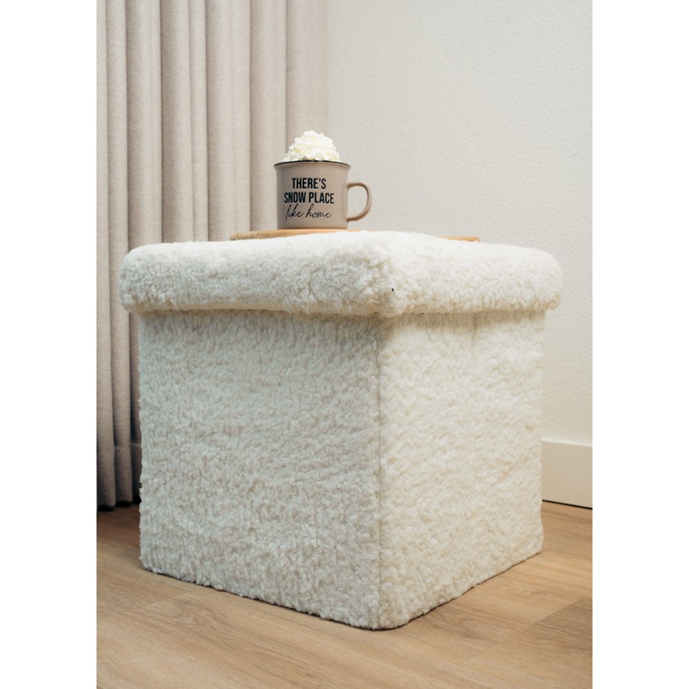 SENZA Foldable Storage Pouffe Teddy White